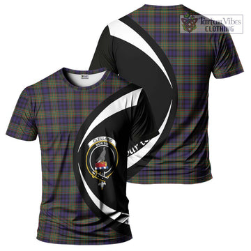 Clelland Tartan T-Shirt with Family Crest Circle Style