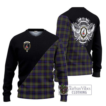 Clelland Tartan Ugly Sweater with Family Crest and Military Logo Style