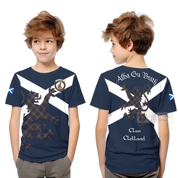 Clelland Tartan Lion Rampant Kid T-Shirt Proudly Display Your Heritage with Alba Gu Brath and Clan Name