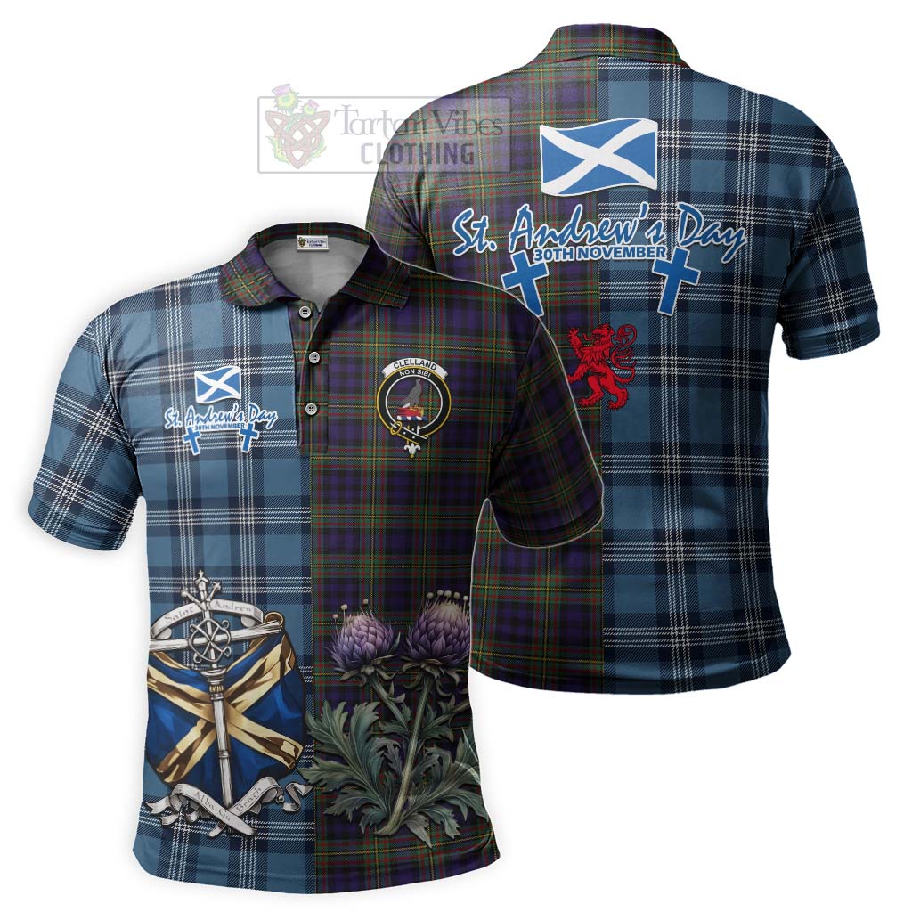 Tartan Vibes Clothing Clelland Tartan Polo Shirt Happy St. Andrew's Day Half Tartan Style