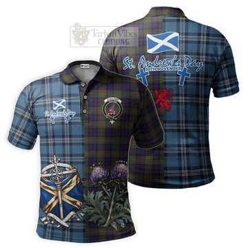 Clelland Tartan Polo Shirt Happy St. Andrew's Day Half Tartan Style