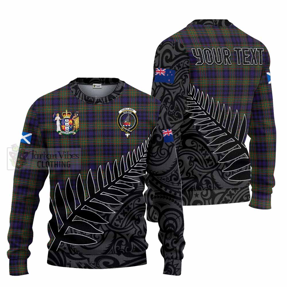 Tartan Vibes Clothing Clelland Crest Tartan Knitted Sweater with New Zealand Silver Fern Half Style