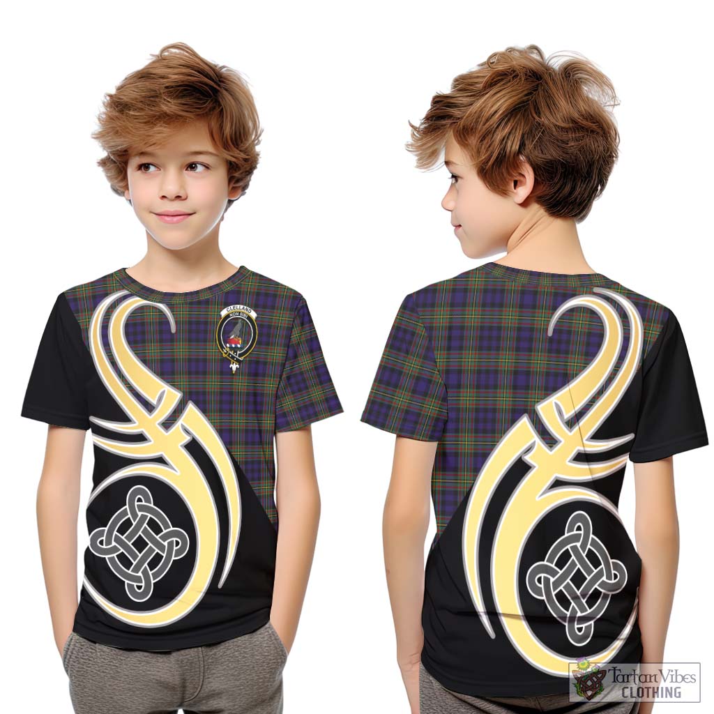 Clelland Tartan Kid T-Shirt with Family Crest and Celtic Symbol Style Youth XL Size14 - Tartan Vibes Clothing