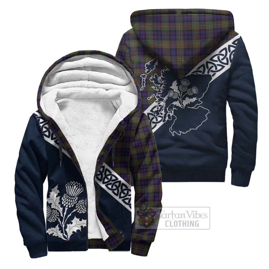 Tartan Vibes Clothing Clelland Tartan Sherpa Hoodie Featuring Thistle and Scotland Map