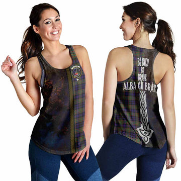 Clelland Tartan Family Crest Women's Racerback Tanks Alba Gu Brath Be Brave Lion Ancient Style 4XL - Tartan Vibes Clothing