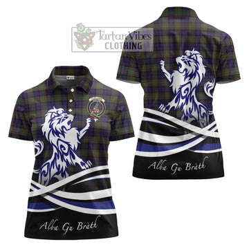 Clelland Tartan Women's Polo Shirt with Alba Gu Brath Regal Lion Emblem