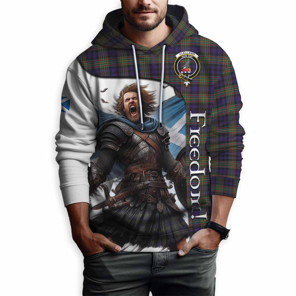 Tartan Vibes Clothing Clelland Crest Tartan Hoodie Inspired by the Freedom of Scottish Warrior