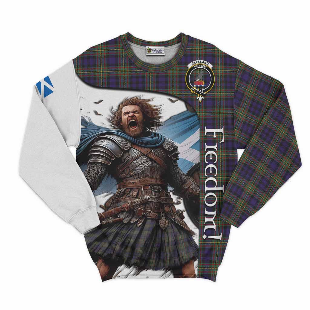 Tartan Vibes Clothing Clelland Crest Tartan Sweatshirt Inspired by the Freedom of Scottish Warrior