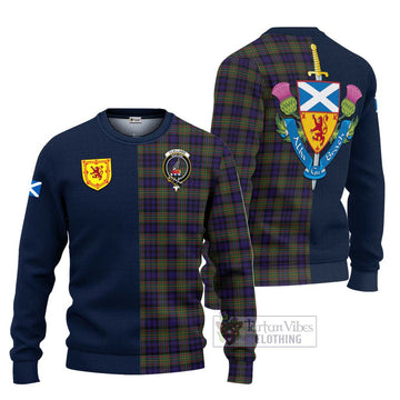 Clelland Tartan Ugly Sweater with Scottish Lion Royal Arm Half Style