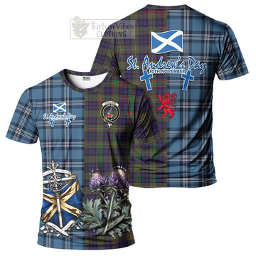 Clelland Tartan T-Shirt Happy St. Andrew's Day Half Tartan Style