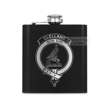 Clelland Crest Hip Flask Set 7oz Black Stainless Steel with A Gift Box