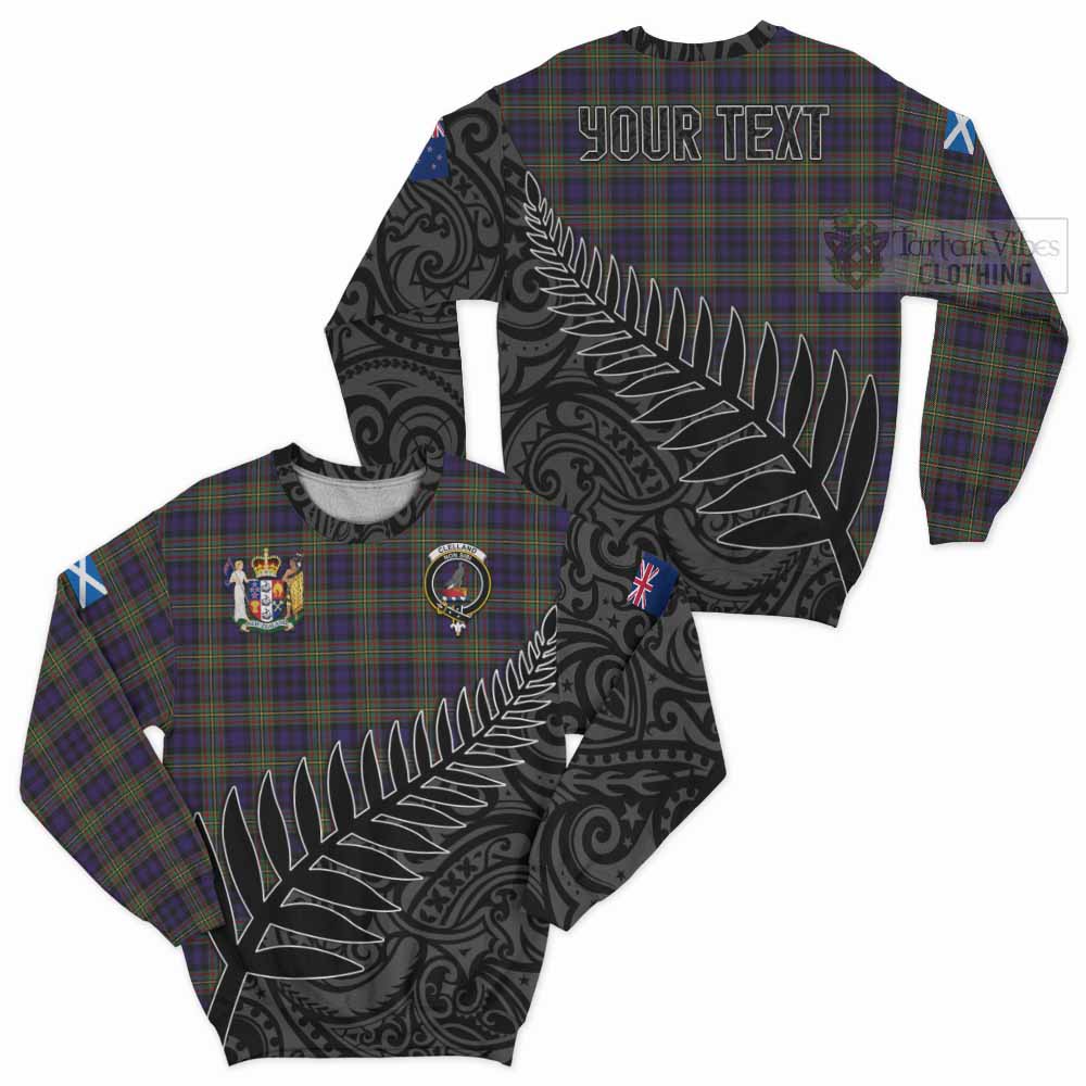 Tartan Vibes Clothing Clelland Crest Tartan Sweatshirt with New Zealand Silver Fern Half Style