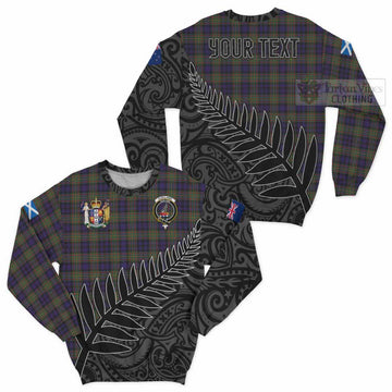 Clelland Crest Tartan Sweatshirt with New Zealand Silver Fern Half Style