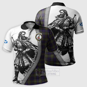 Clelland Tartan Clan Crest Polo Shirt with Highlander Warrior Celtic Style