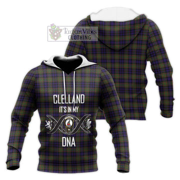 Clelland Tartan Knitted Hoodie with Family Crest DNA In Me Style