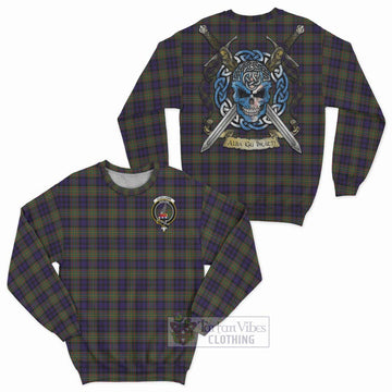 Clelland Tartan Sweatshirt with Family Crest Celtic Skull Style