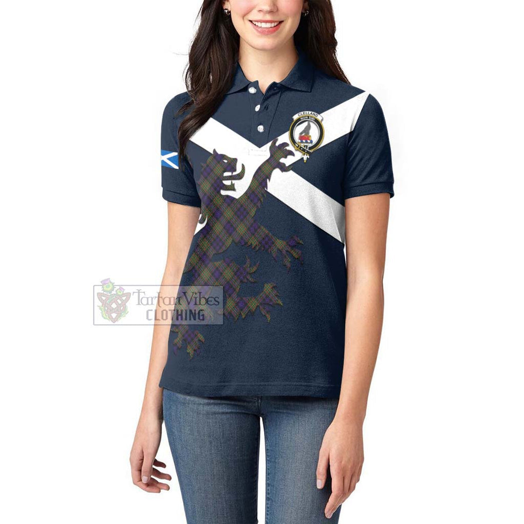 Tartan Vibes Clothing Clelland Tartan Lion Rampant Women's Polo Shirt – Proudly Display Your Heritage with Alba Gu Brath and Clan Name