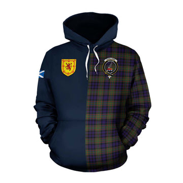 Clelland Tartan Cotton Hoodie Alba with Scottish Lion Royal Arm Half Style Pullover Hoodie XS - Tartan Vibes Clothing