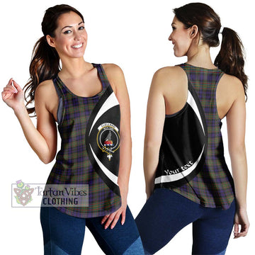 Clelland Tartan Women's Racerback Tanks with Family Crest Circle Style