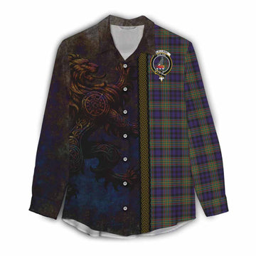 Clelland Tartan Family Crest Women's Casual Shirt Alba Gu Brath Be Brave Lion Ancient Style Female - Tartan Vibes Clothing