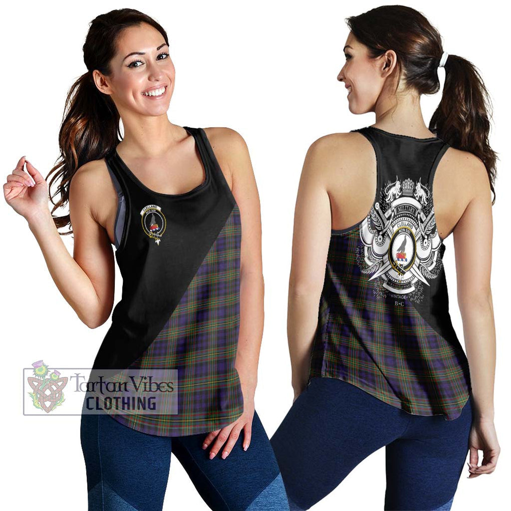 Clelland Tartan Women's Racerback Tanks with Family Crest and Military Logo Style 4XL - Tartanvibesclothing Shop