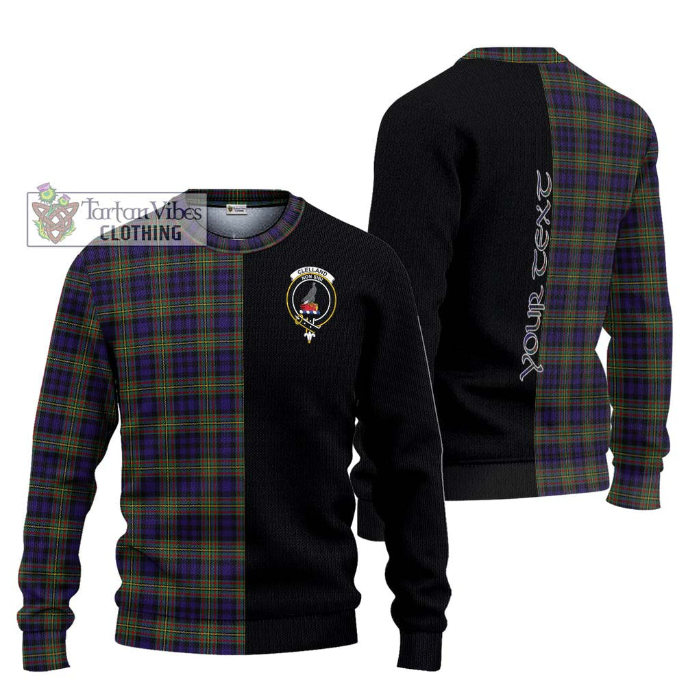 Clelland Tartan Knitted Sweater with Family Crest and Half Of Me Style Unisex - Tartanvibesclothing Shop