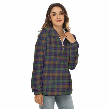 Clelland Tartan Women's Borg Fleece Hoodie with Half Zip Female - Tartan Vibes Clothing