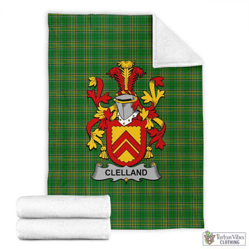 Clelland Irish Clan Tartan Blanket with Coat of Arms