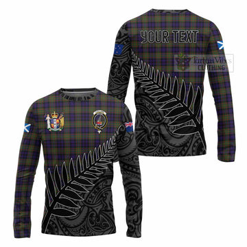 Clelland Crest Tartan Long Sleeve T-Shirt with New Zealand Silver Fern Half Style