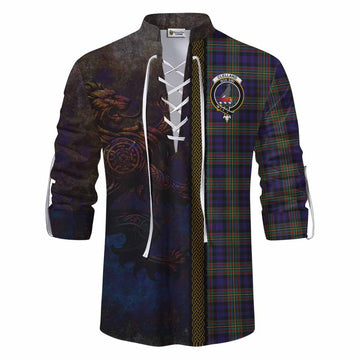 Clelland Tartan Family Crest Ghillie Kilt Shirt Alba Gu Brath Be Brave Lion Ancient Style Men - Tartan Vibes Clothing