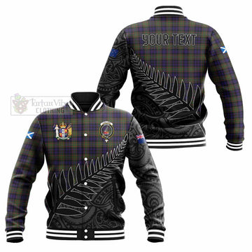 Clelland Crest Tartan Baseball Jacket with New Zealand Silver Fern Half Style