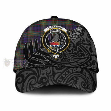 Clelland Crest Tartan Classic Cap with New Zealand Silver Fern Half Style