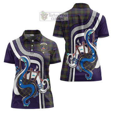 Clelland Tartan Women's Polo Shirt with Epic Bagpipe Style