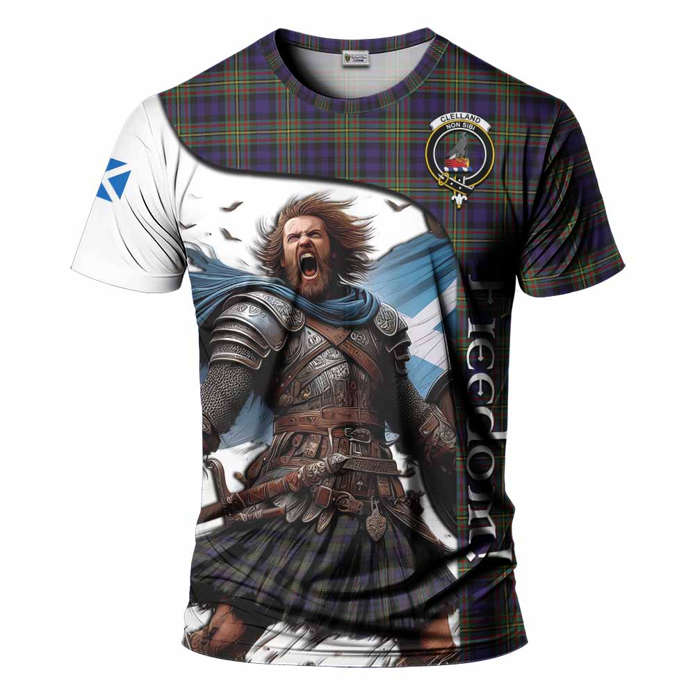 Clelland Crest Tartan T-Shirt Inspired by the Freedom of Scottish Warrior