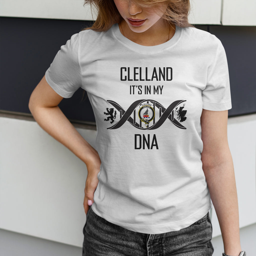Clelland Family Crest DNA In Me Womens Cotton T Shirt - 2D-tartanvibesclothing
