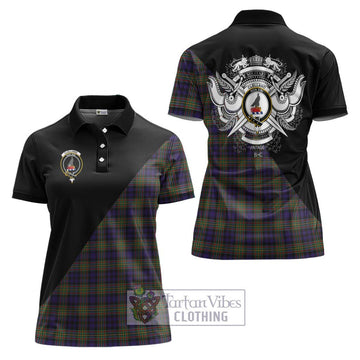 Clelland Tartan Women's Polo Shirt with Family Crest and Military Logo Style