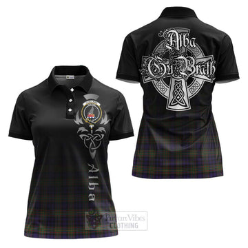 Clelland Tartan Women's Polo Shirt Featuring Alba Gu Brath Family Crest Celtic Inspired