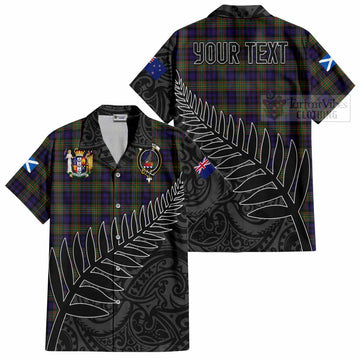 Clelland Crest Tartan Short Sleeve Button Shirt with New Zealand Silver Fern Half Style