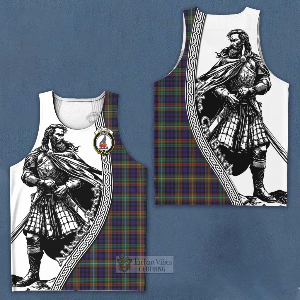 Clelland Tartan Clan Crest Men's Tank Top with Highlander Warrior Celtic Style Men - Tartan Vibes Clothing