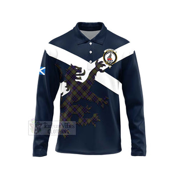 Clelland Tartan Lion Rampant Long Sleeve Polo Shirt Proudly Display Your Heritage with Alba Gu Brath and Clan Name Unisex - Tartan Vibes Clothing
