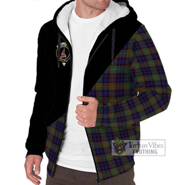 Clelland Tartan Sherpa Hoodie with Family Crest and Military Logo Style