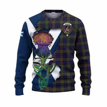 Clelland Tartan Family Crest Knitted Sweater Scottish Thistle Celtic Inspired Unisex - Tartan Vibes Clothing