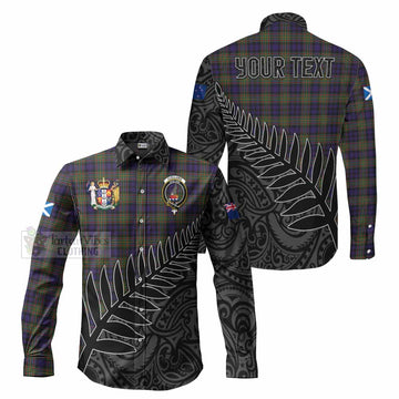 Clelland Crest Tartan Long Sleeve Button Shirt with New Zealand Silver Fern Half Style