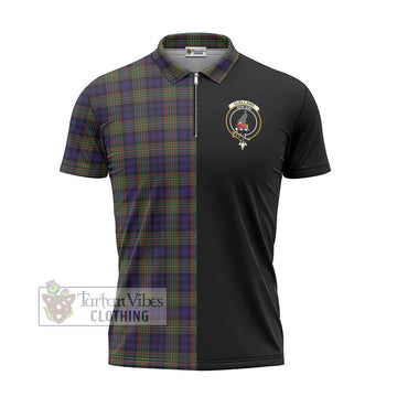 Clelland Tartan Zipper Polo Shirt with Family Crest and Half Of Me Style