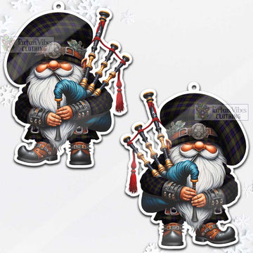 Clelland Tartan Bagpiper Gnome Christmas Ornament