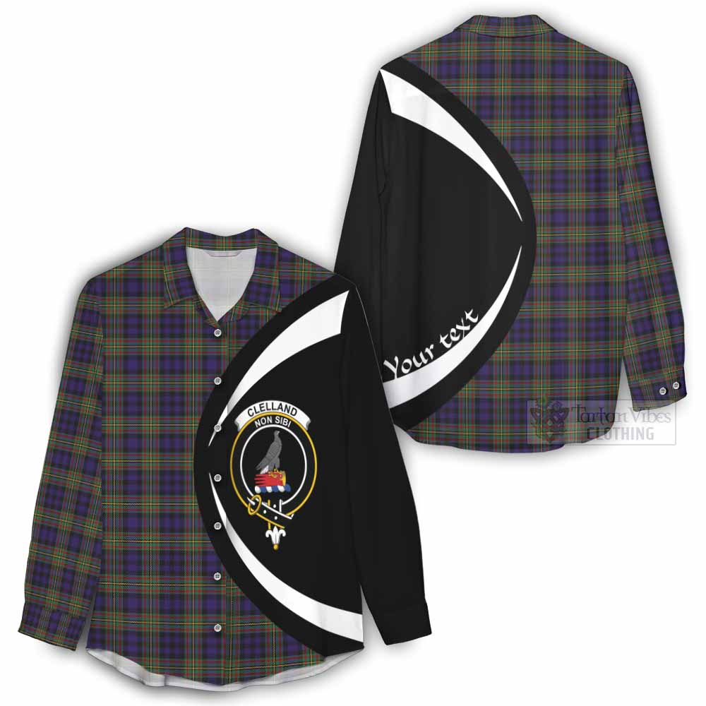 Tartan Vibes Clothing Clelland Tartan Women's Casual Shirt with Family Crest Circle Style