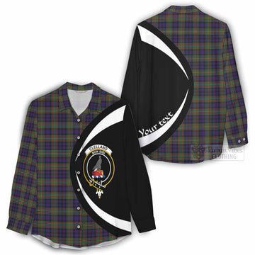 Clelland Tartan Women's Casual Shirt with Family Crest Circle Style