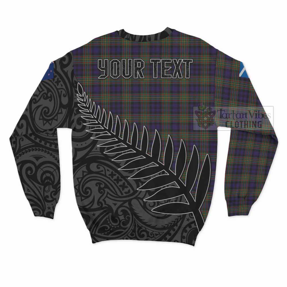 Tartan Vibes Clothing Clelland Crest Tartan Sweatshirt with New Zealand Silver Fern Half Style