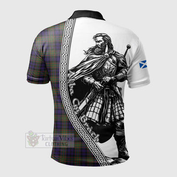 Clelland Tartan Clan Crest Polo Shirt with Highlander Warrior Celtic Style