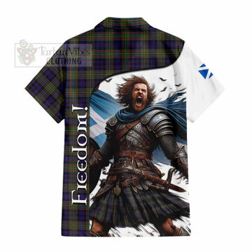 Clelland Crest Tartan Short Sleeve Button Shirt Inspired by the Freedom of Scottish Warrior